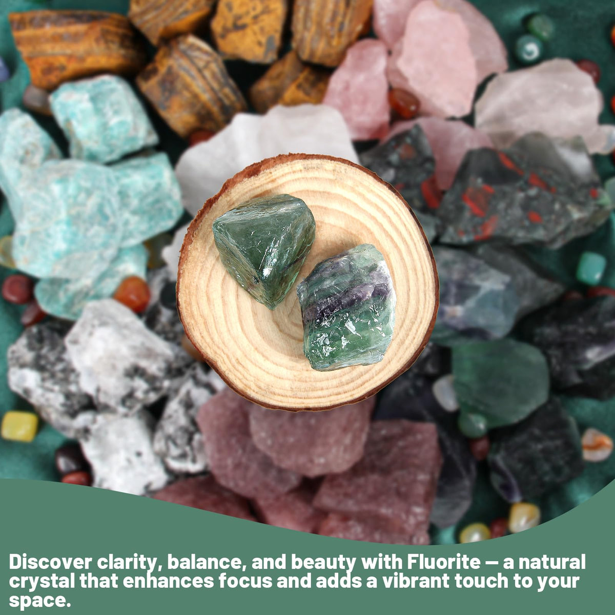 1.1lb Bulk Raw Fluorite Stone Rough Crystals- Natural Raw Stones Crystal for Tumbling, Cabbing, Fountain Rocks, Decoration,Polishing, Wire Wrapping, Wicca & Reiki Crystal Healing