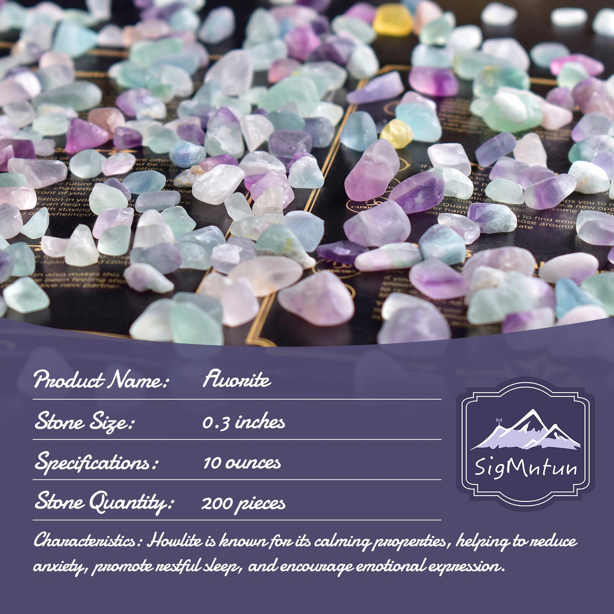 SigMntun Polished Fluorite Crystal Chips 200 Pcs - 0.3" 10 oz Tumbled Stone Chips Crushed Sea Glass Stones Healing Reiki Crystal Jewelry Making Home Decoration