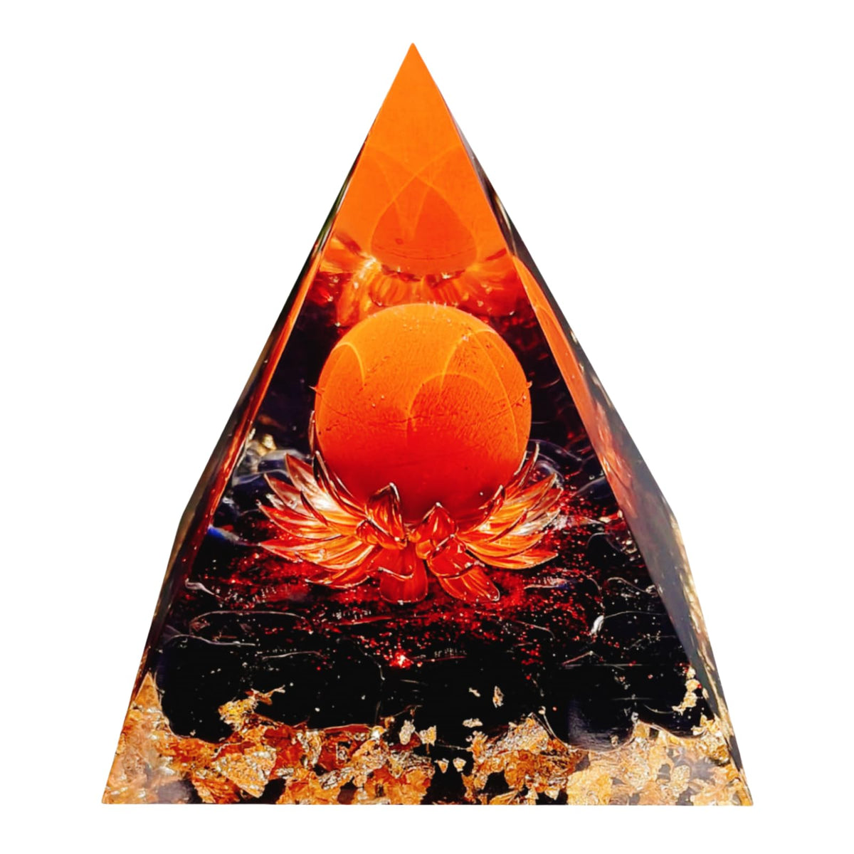 Saefheled The Flower of Life Orgone Pyramid,Natural Energy Obsidian&Rainbow Stone Orgonite Crystal Healing Pyramid,for Reduce Stress, Balance Chakra,Meditation Attract Luck,Accumulate Wealth&Health