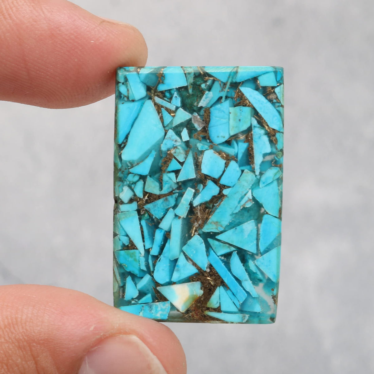 REAL-GEMS 35.3 Ct. Shiny Copper Turquoise Natural Emerald Cut Loose Gemstone For Jewelry