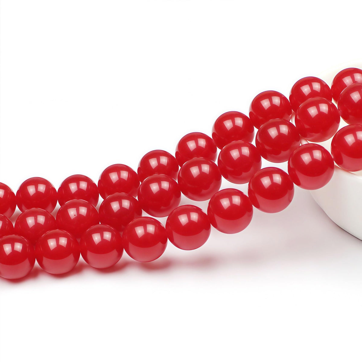 MJDCB Natural Red Jade Round Loose Beads for Jewelry Making DIY Bracelet Necklace (8mm)
