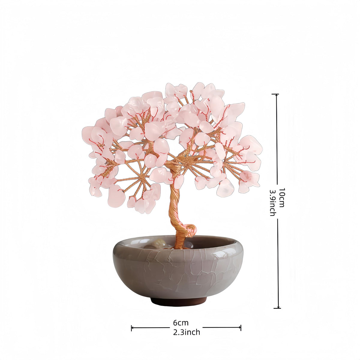 Rose Quartz Tree of Life Crystal Decor, Healing Gem Tree for Home Office Crystal Tree with Rose Quartz Base Pink Gemstone Tree of Life Decor