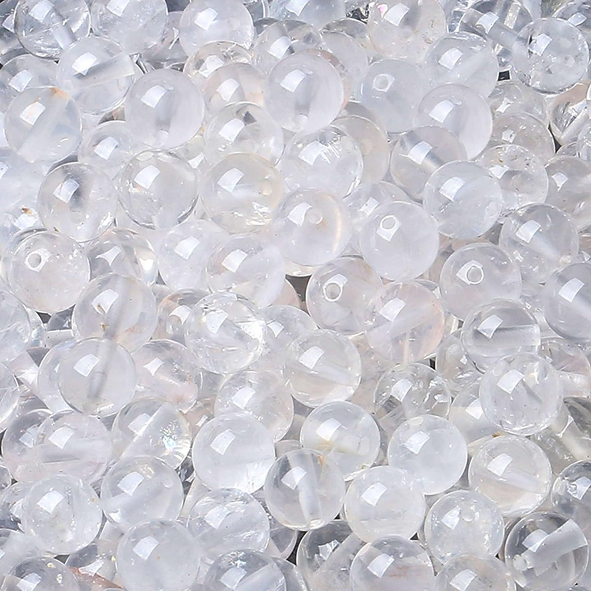 LAIDANLA Clear Quartz 8mm Natural Stone Beads Round Loose Gemstone Stone Beads for DIY Bracelet Necklace Earrings Jewelry Making Polishing Genuine Real Beading Crystal 96PCS 2 Strand 32"