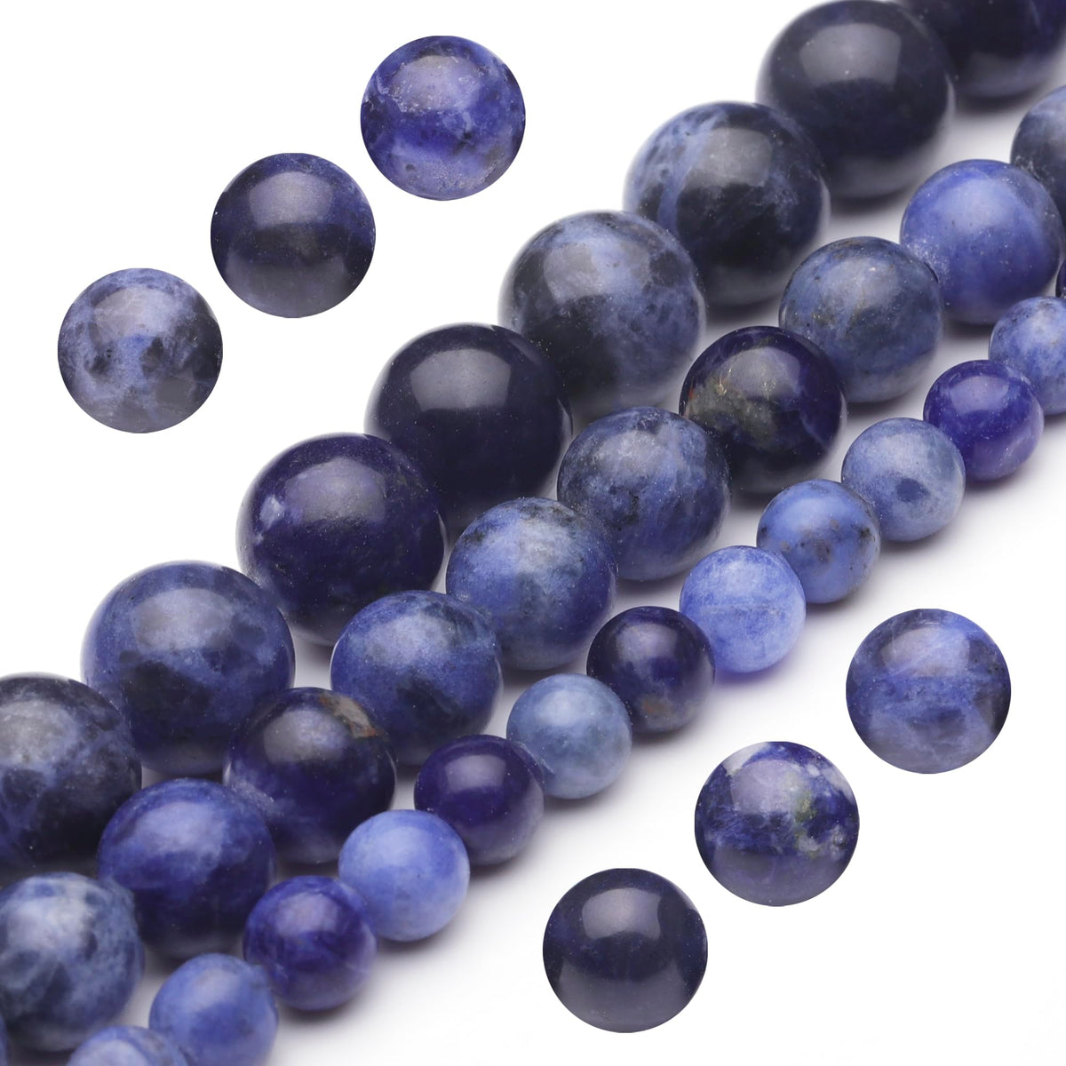 Youngbling Natural Gemstone Beads for Jewelry Making,8mm AAA Blue Sodalite Polished Round Smooth Stone,Genuine Real Stone Beads for Bracelet Necklace 15 Inch