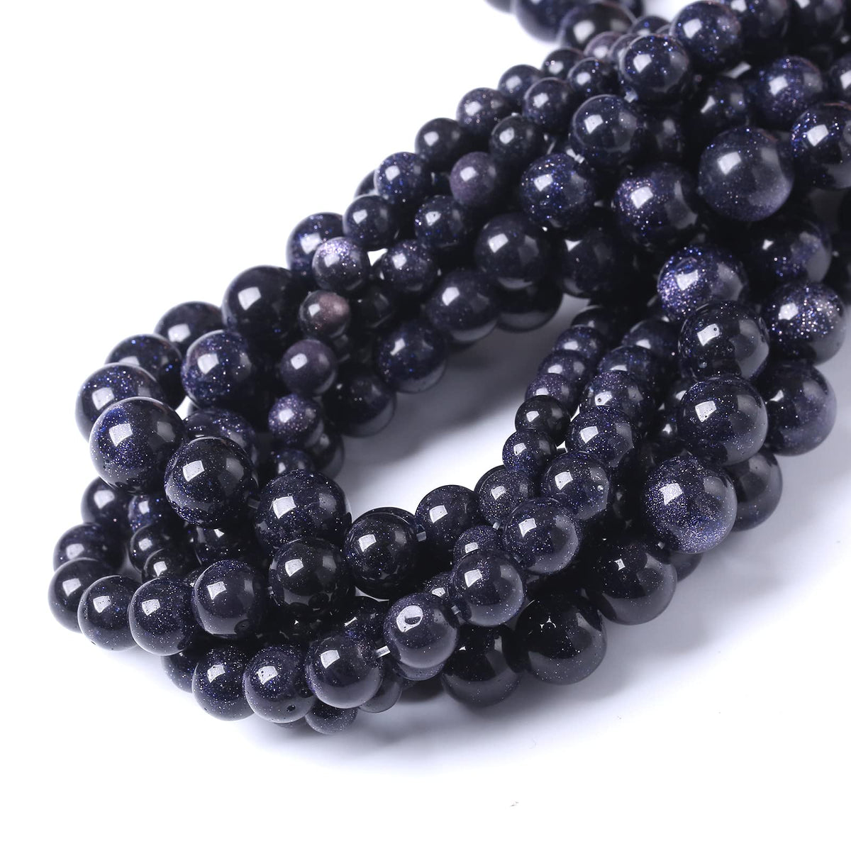 45PCS 8MM Natural Blue Sand Stone Beads Energy Healing Beads for DIY Jewelry Bracelet Necklace Making for Jewelry Making15Inch