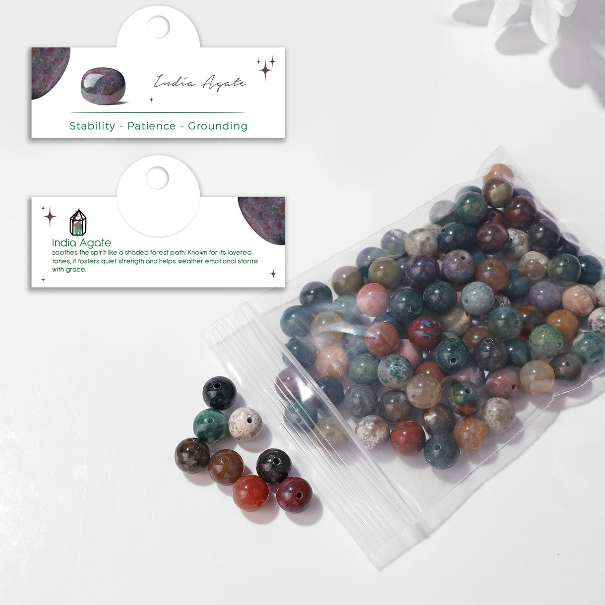 Raicegs 100pcs 8mm India Agate Beads Natural Gemstone Beads Round Loose Beads for Jewelry Making DIY Bracelets Necklace