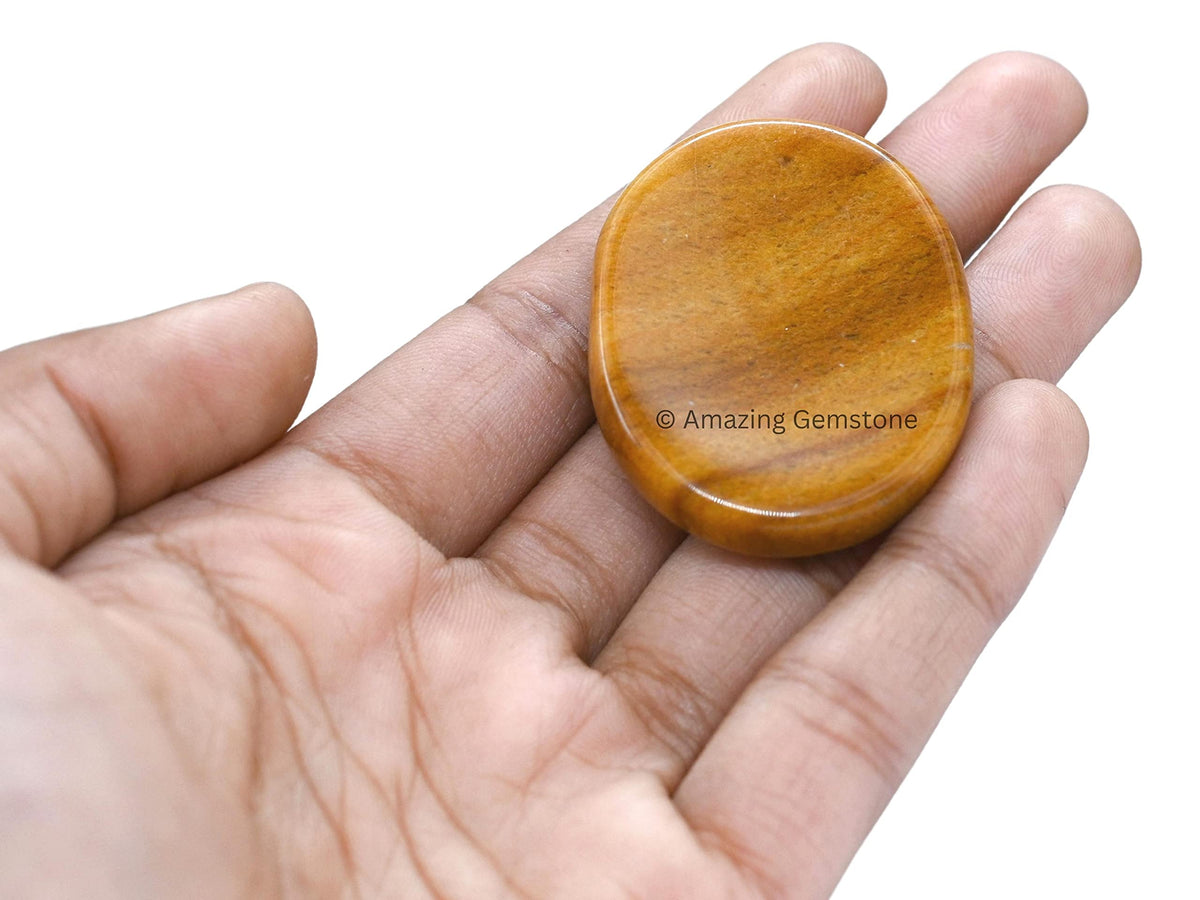 Amazing Gemstone Yellow Jasper Worry Stone Crystals and Healing Stones - Worry Stones for Stress Relief Gifts - Piedra Crystal Fidget for Meditation - Unique Stocking Stuffers and Birthday Gifts