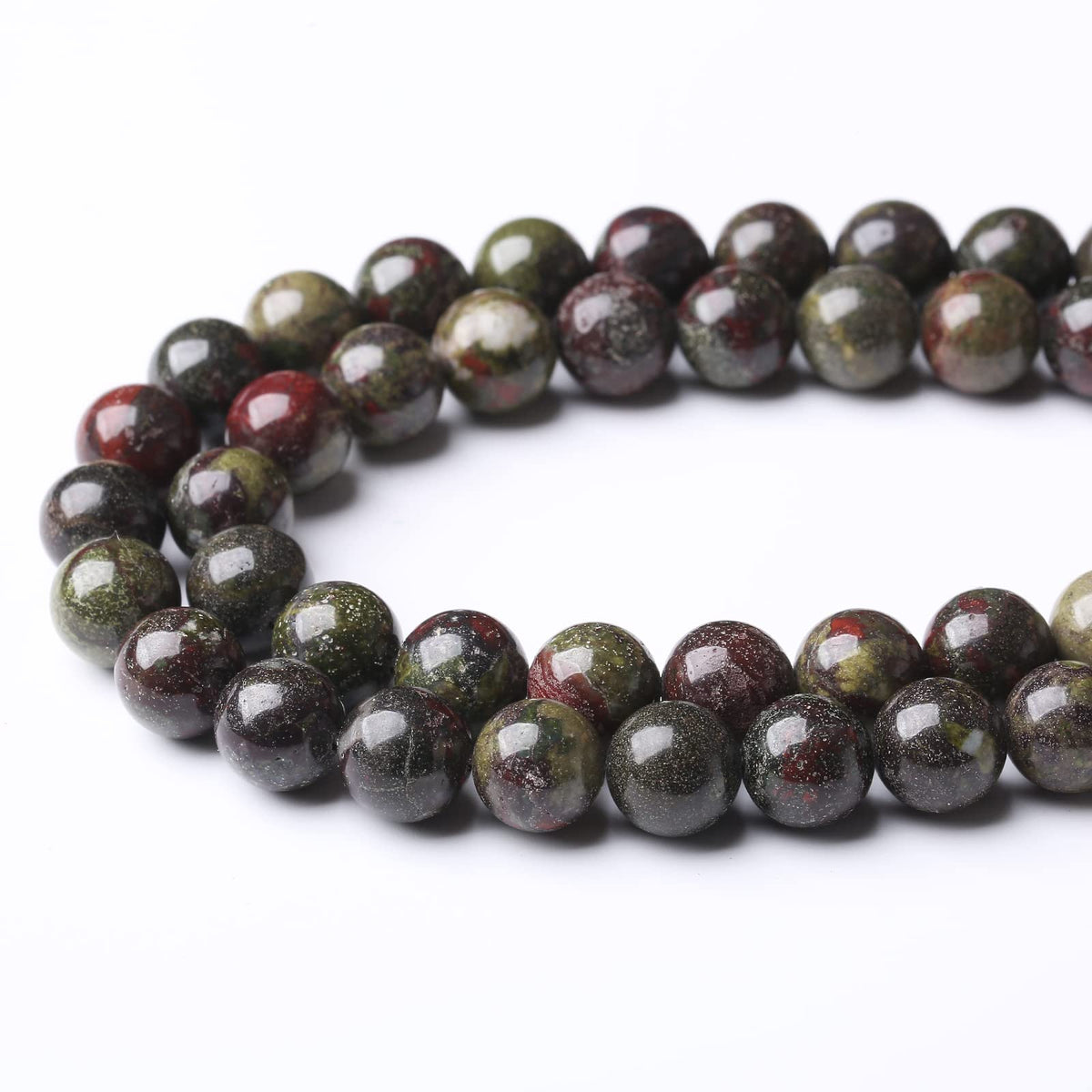 60PCS 6MM Natural Dragon Blood Stone Beads Round Loose Stone Beads for Jewelry Making DIY Energy Stone Healing Power Bracelet 15"