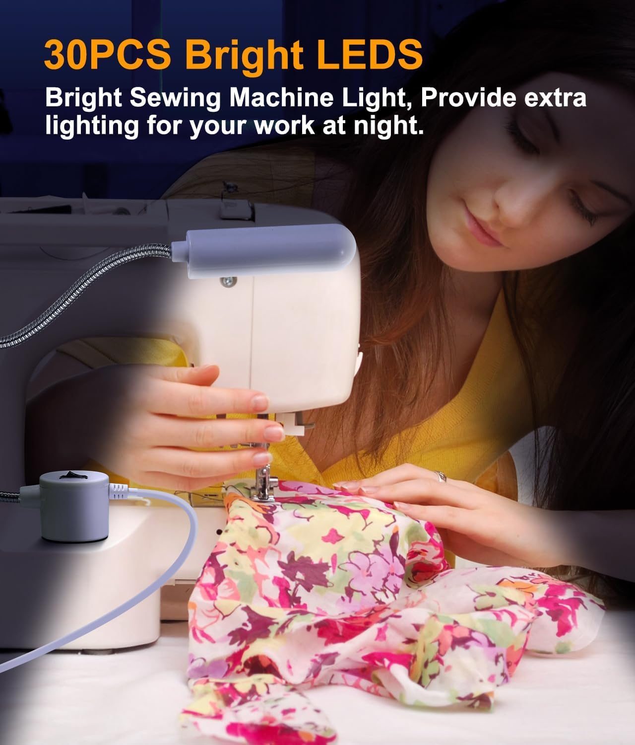 Weftnom 30 LED Sewing Machine Light, Portable Flexible Gooseneck Work Light with Magnetic Mount for Janome, Singer, Brother, Drill Presses, Desks, Crafts, Workbenches, and Lathes