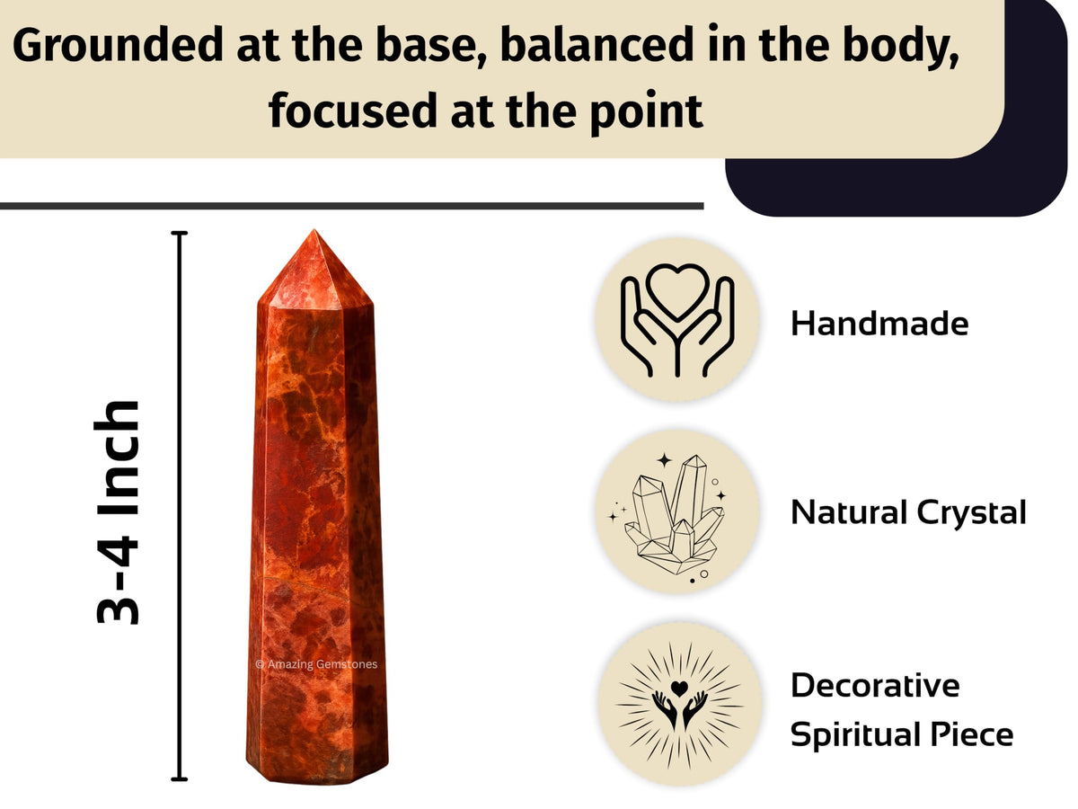Amazing Gemstone Brecciated Jasper Crystal Towers ~ Natural Healing Crystal Point Obelisk for Reiki Healing and Crystal Grid (3" to 4" INCH)