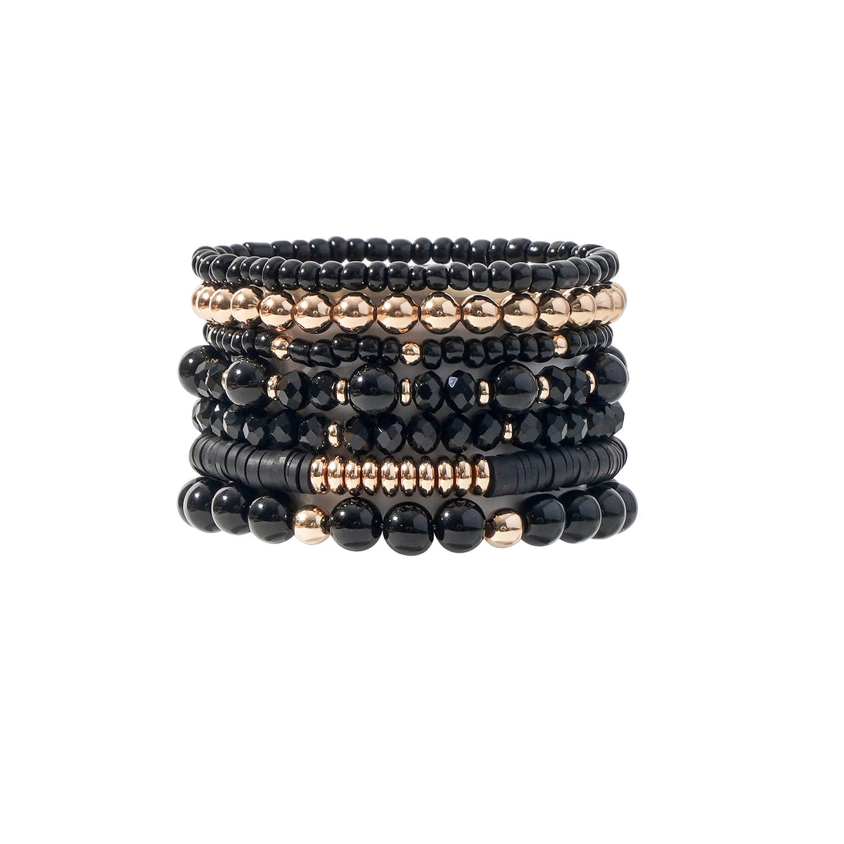 GOOJIDS Surfer Heishi Clay Bead Bracelets for Women Bohemian Stackable Gold Plated Beaded Stretch Bracelets Elastic Layering Friendship Bracelets Set Boho Jewelry