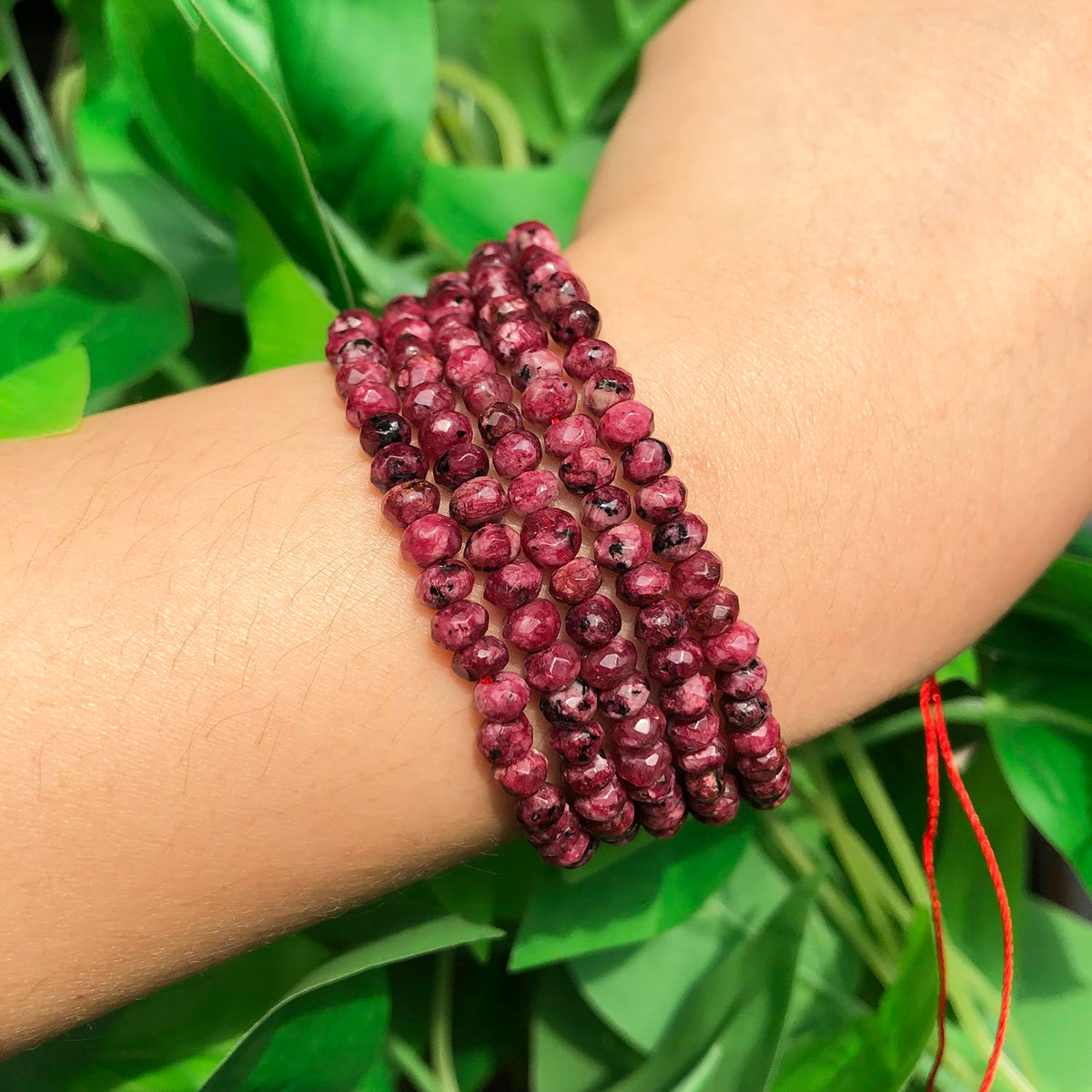 2 String 220PCS 3x5mm Natural Purple-Red Color Speckled Beads for Jewelry Making, Songxi Facted Loose Gemstone Beads for DIY Bracelet Necklace Making Supplies with Energy Healing Chakra Power