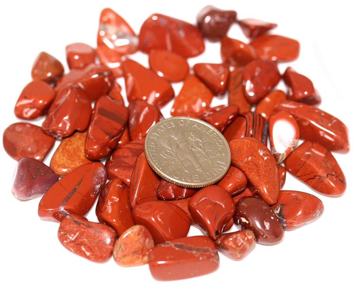 ZenQ 1 lb Red Jasper Tumbled Stone Chips Crushed Natural Crystal Quartz Pieces 0.27-0.6 Inch Each