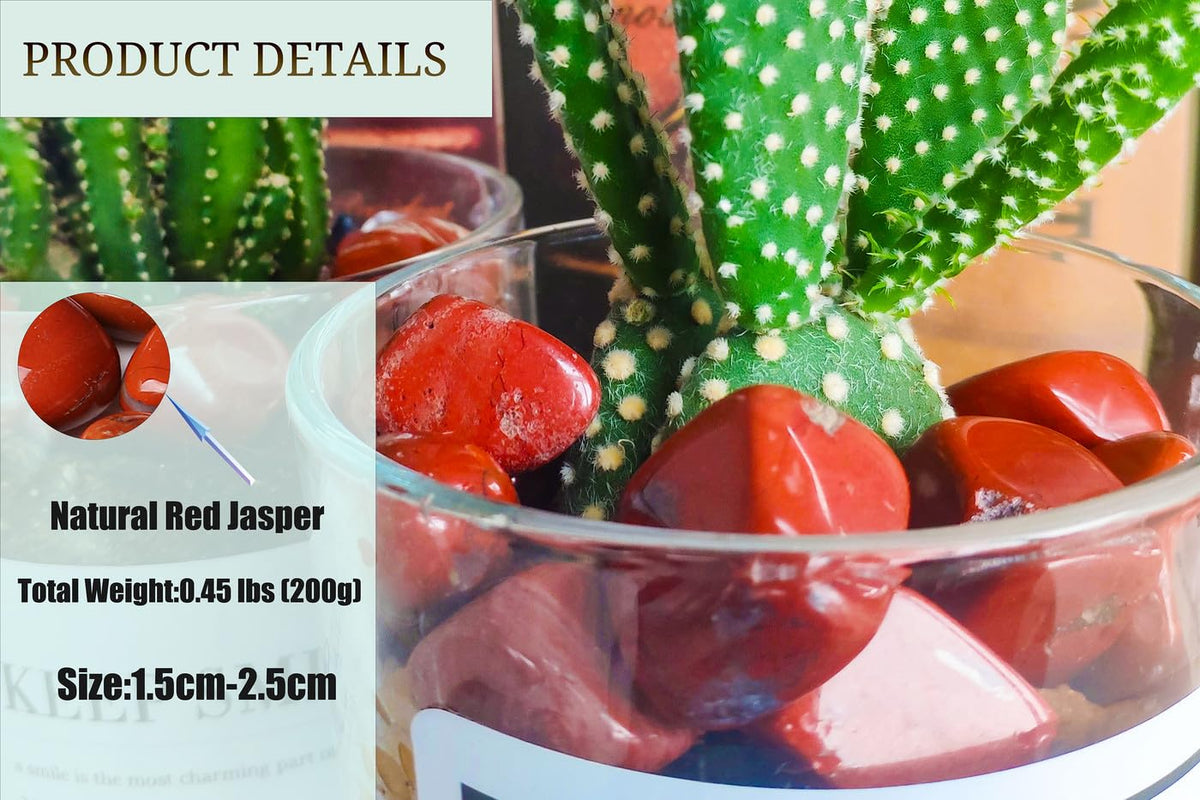DUQGUHO Red Jasper Healing Crystals Stones Set Natural Tumbled Polished Irregular Pebble Stones Fish Tank Rocks 0.45 lbs