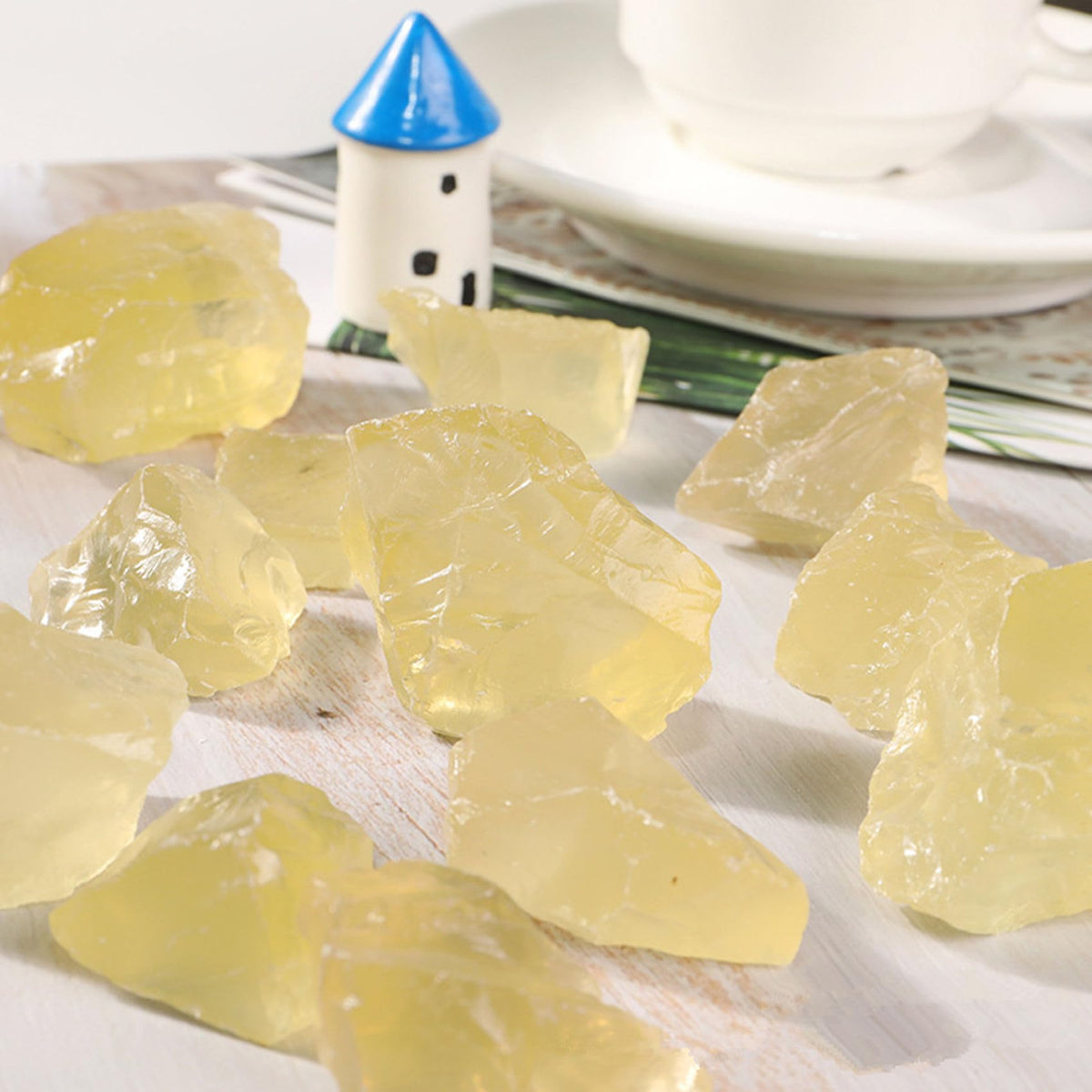 Citrine Raw Crystals Healing Crystals Natural Rough Stones 1.2-2" for Tumbling, Fountain Rocks, Yoga, Meditation, Polishin, Gift 12