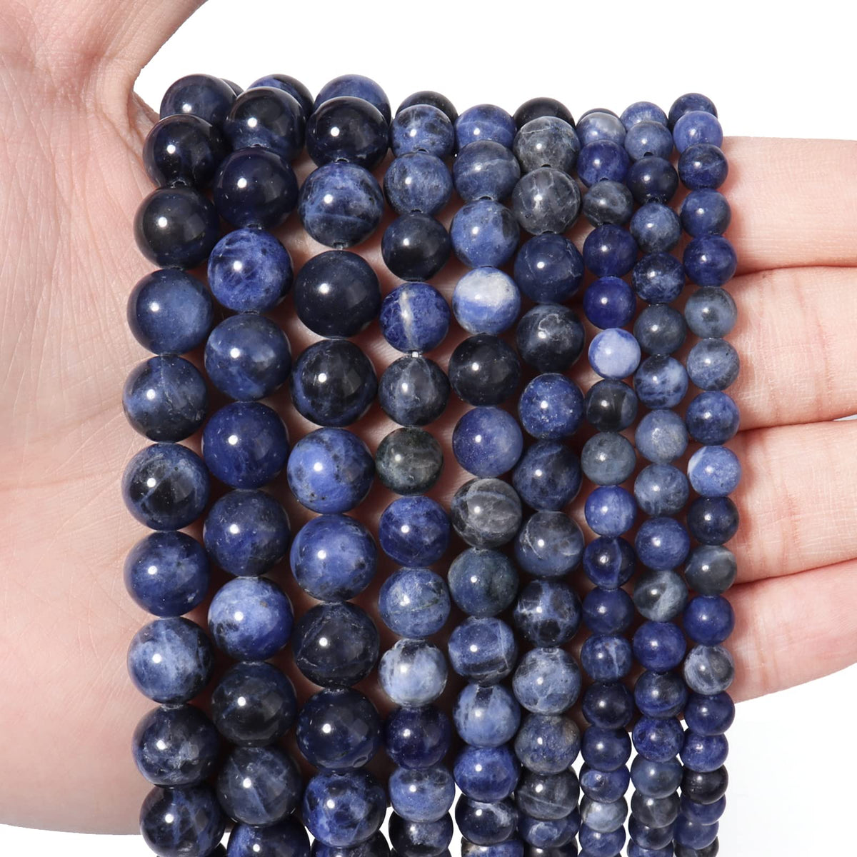 60pcs 6mm Natural Stone Beads Blue Sodalite Beads Energy Crystal Healing Power Gemstone for Jewelry Making, DIY Bracelet Necklace