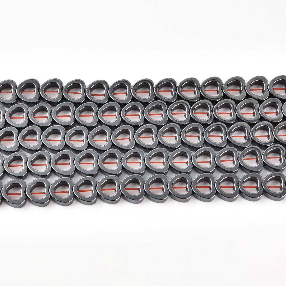 HAAMIIQII 55pcs 8mm Natural Black Hematite Loose Gemstone Beads Hollow Heart Shape Spacer Stone Beads for Jewelry Making DIY Bracelets Necklaces Crafting