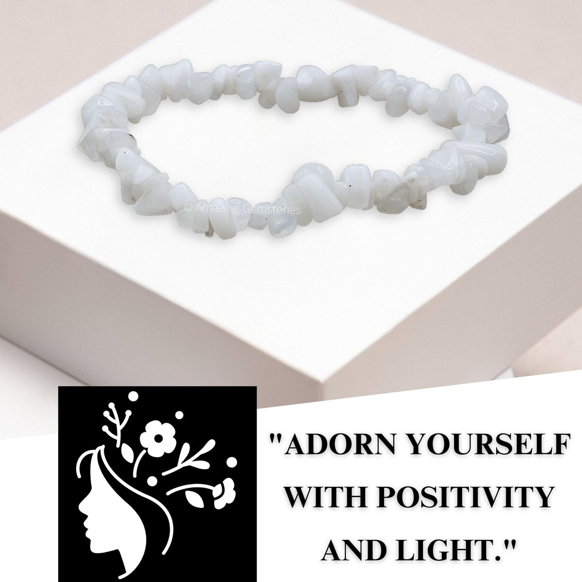 Amazing Gemstone Chips Bracelet (Rainbow Moonstone)