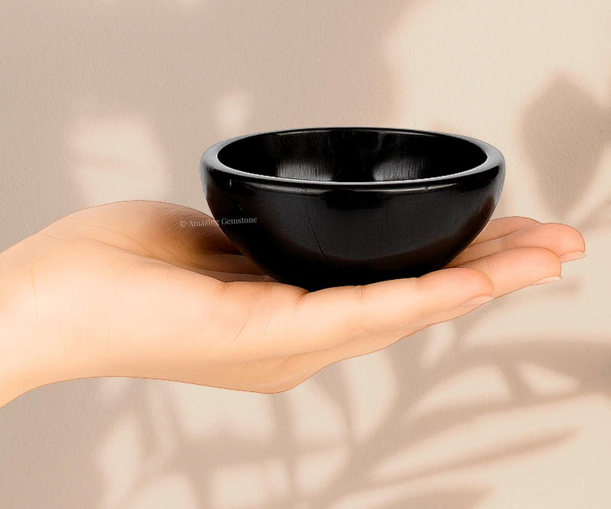 Black Obsidian Crystal Bowl - 3 Inch Decorative Bowls for Room and Home Decor - Gemstone Healing Crystals for Elegant Display, Positive Energy Balance and Gift