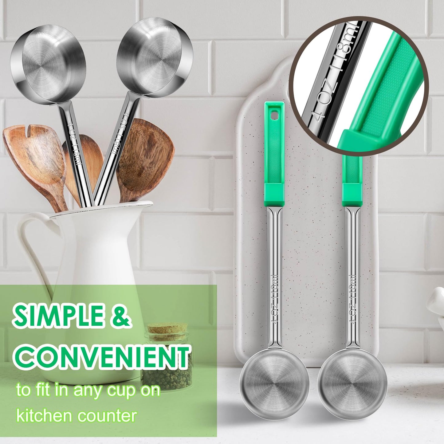 4 Ounce Solid Stainless Steel Portion Control Ladle Spoon - 4Pcs Pizza Sauce Serving Spoons Portion Ladle for Sauces, Perfect for Weight Watchers, Buffets, Parties
