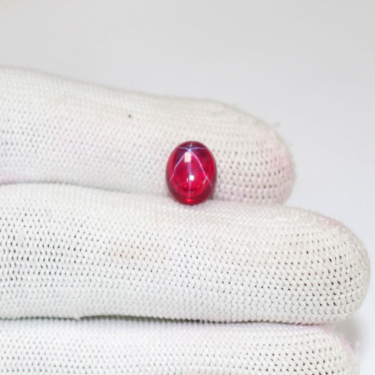 GEMHUB Natural Red Star Ruby 5.85 Carat Oval Cabochon Loose Gemstone with 6 Rays Certified Ruby Stone for Jewelry Making and Collection