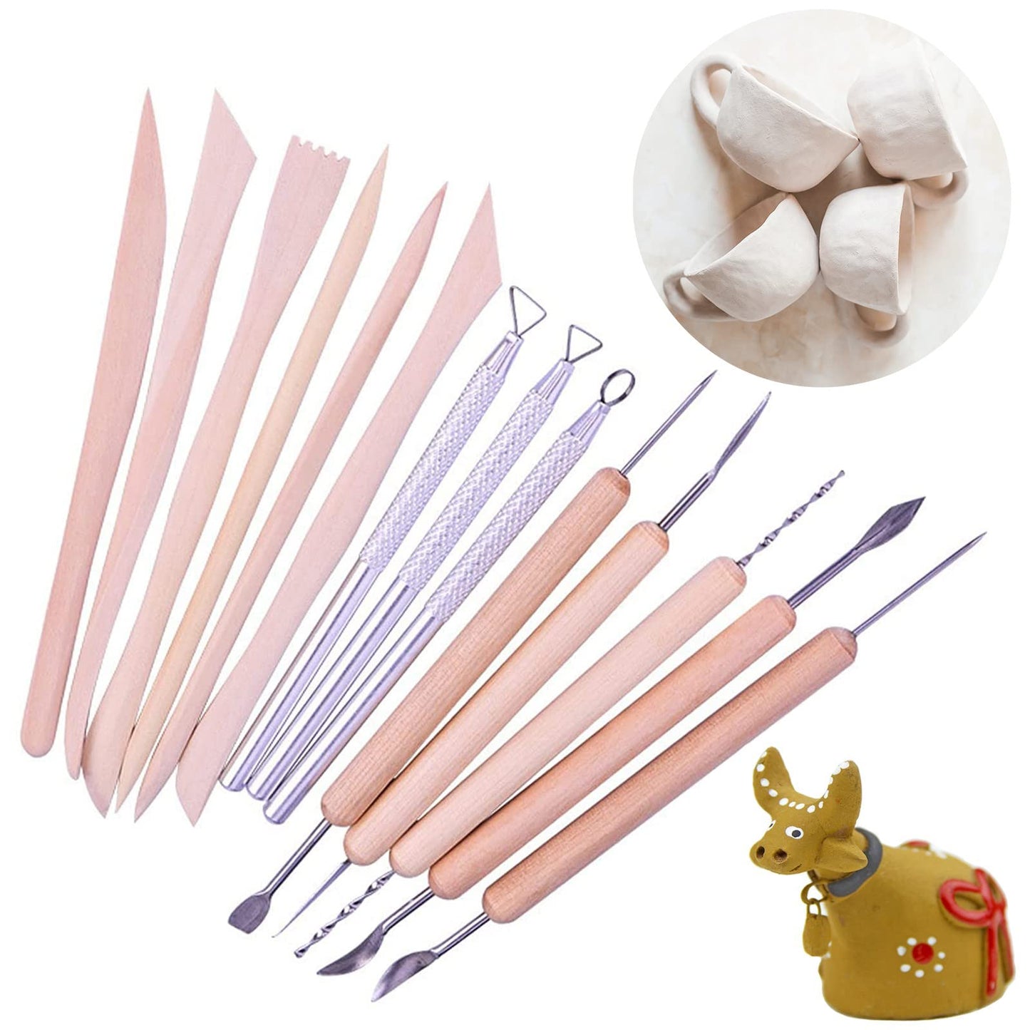 Artzuvs Polymer Clay Tools,25Pcs Pottery Sculpting Tools Set with Plastic Case for Ceramic Modeling Carving Beginners Expert Crafts Club, Dotting,Hobbyists, Artists