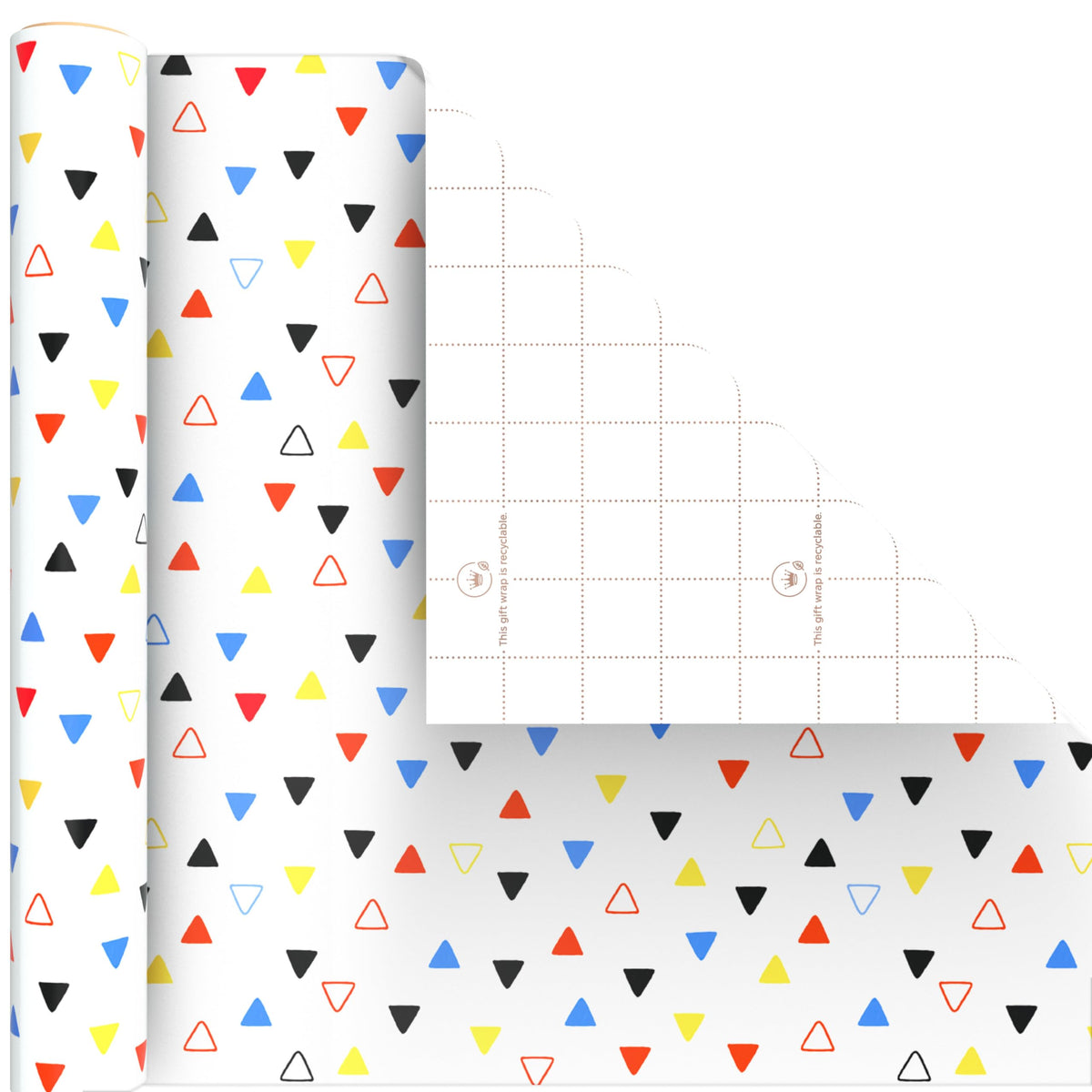 Hallmark Wrapping Paper Mini Rolls, 3-Pack (Checkered, Triangles, Starbursts) for Birthdays, Graduations, Mother's Day, Father's Day, Any Occasion - 45 Sq. Ft. Total