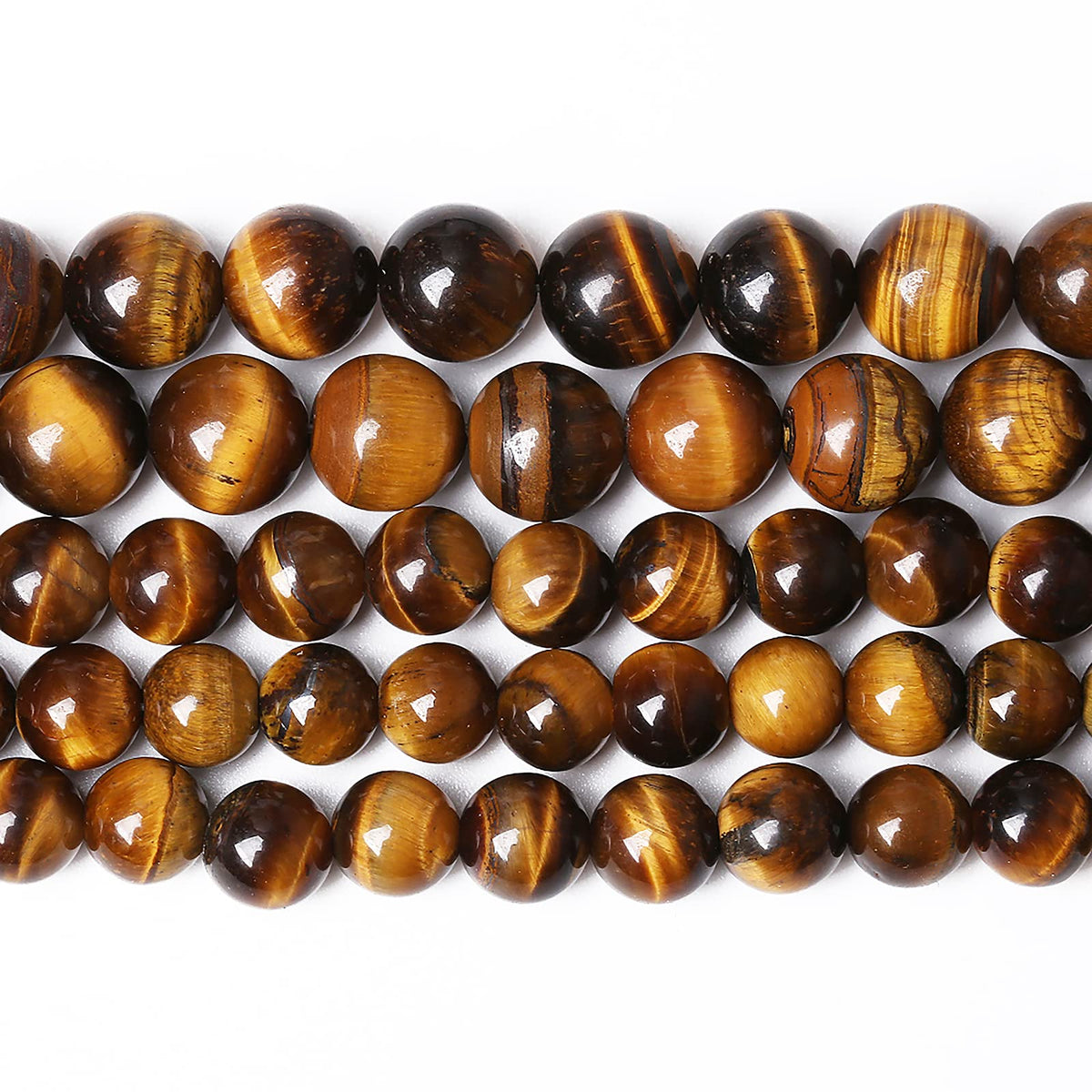 Natural Yellow Tiger Eye Stone Beads Semi Gemstone Round Loose Beads for Jewelry Making 8MM 45PCS 15" DIY Bracelet Necklace Earrings