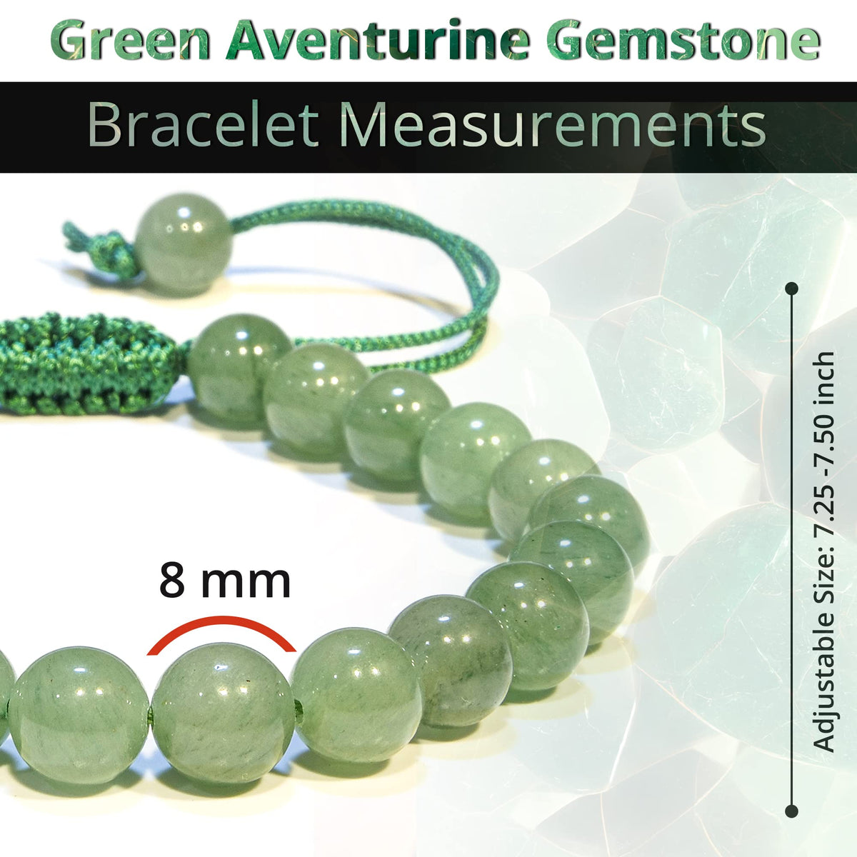 ANAYA AGATE Healing Crystal Bracelet – Chic Gemstone Bracelet for Men and Women – 8mm Round Bead Bracelets for Spiritual Healing, Protection, Positive Energy - Aventurine