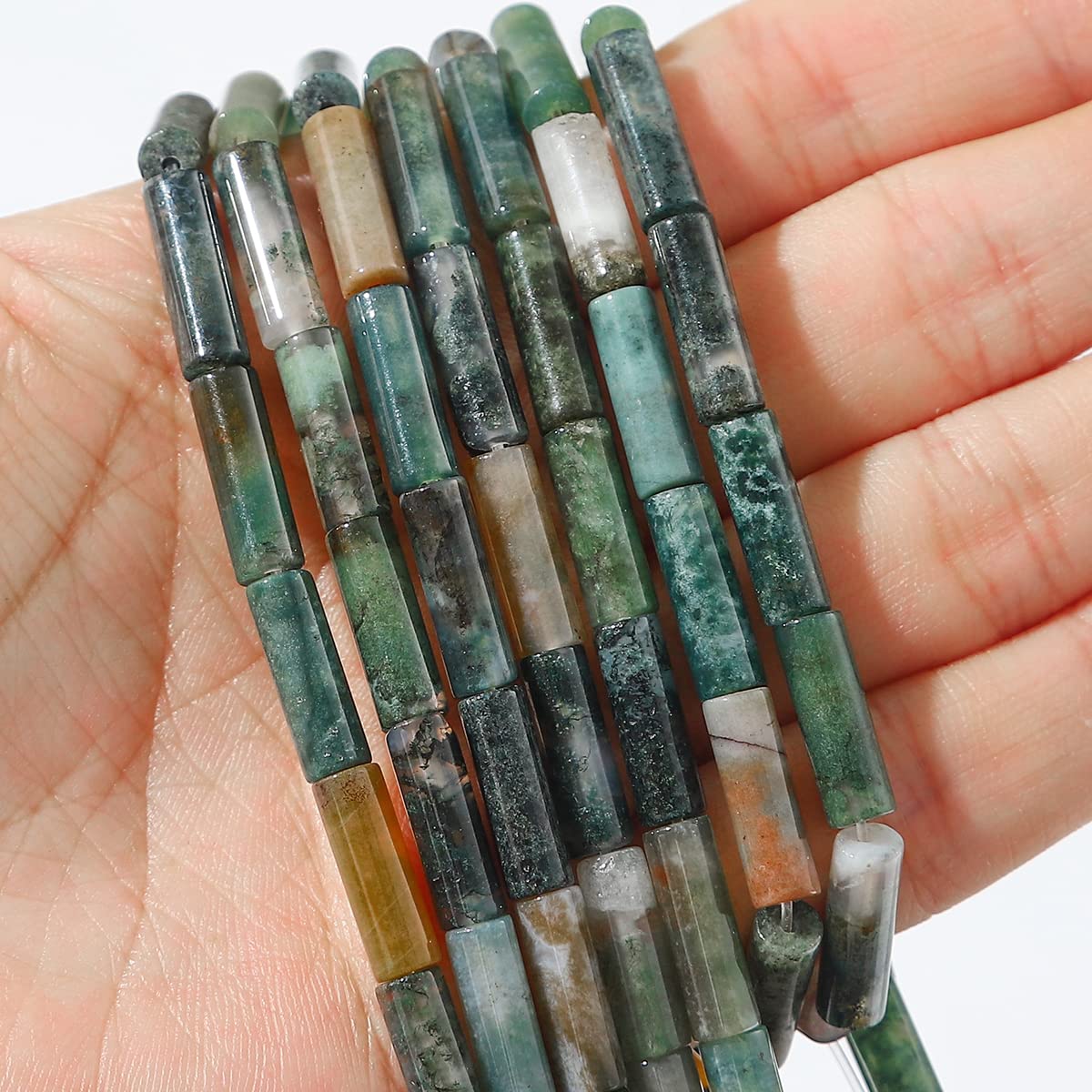 BEADIA Natural Indian Agate Tube Beads 13x4mm 30pcs Cylinder Loose Semi Gemstone Beads for Jewelry Making Design