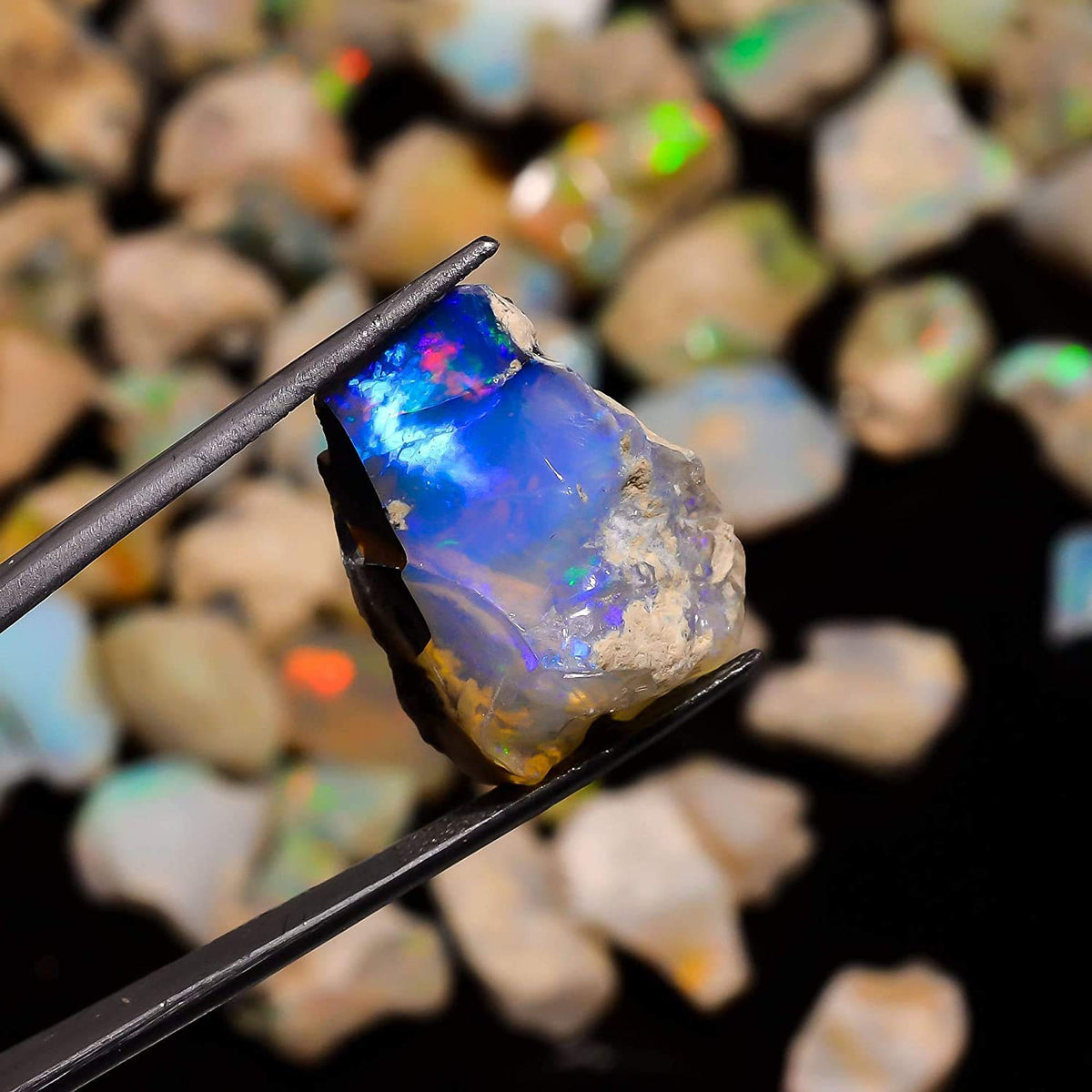 GEMKORA 100 cts Ethiopian Opal Raw, Fire Play Opal, Opal Supply, Jewelry Making Stones, DIY Crystals, Chakra Opal, Healing Opals, Birthstone, Good Luck Gemstones, Opal Rough