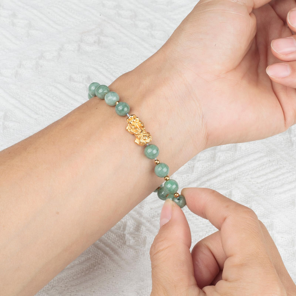 AROUROUA Fengshui Wealth Bracelet Green Real Jade Bracelet For Women Attract Lucky Wealthy Bracelets