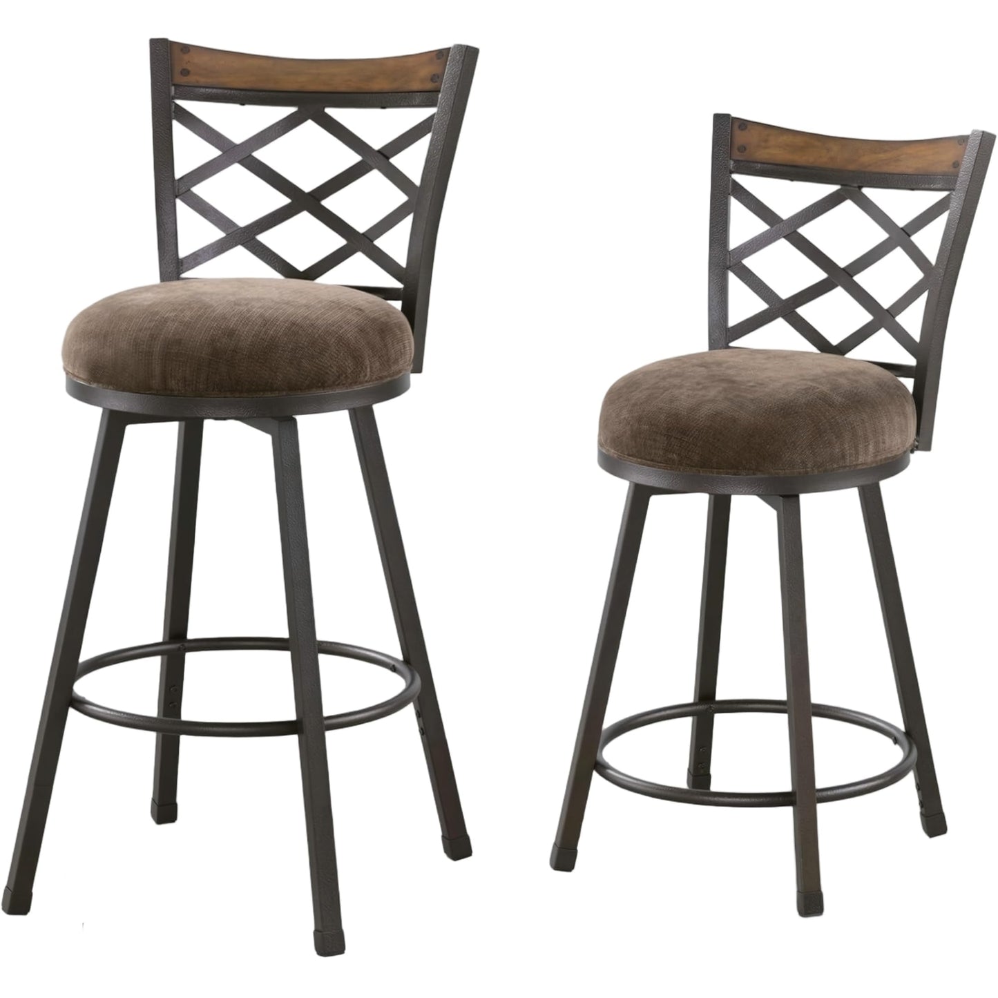 KORZEY Swivel Bar Stools Set of 4, 25/30 Inch Adjustable Black PU Leather Bar Chair with Black Frame, Mid-Century Upholstered Counter Barstools with Backs