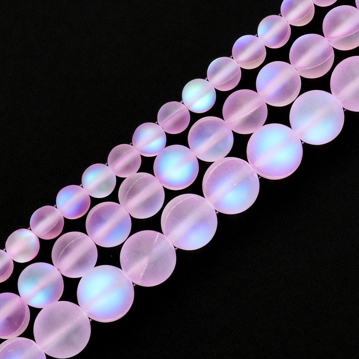 uxcell Matte Crystal Glass Beads 6mm Synthetic Frosted Shining Semi-Precious Round Loose Beads Synthetic Moonstone for Jewelry Making DIY Bracelet, Light Purple