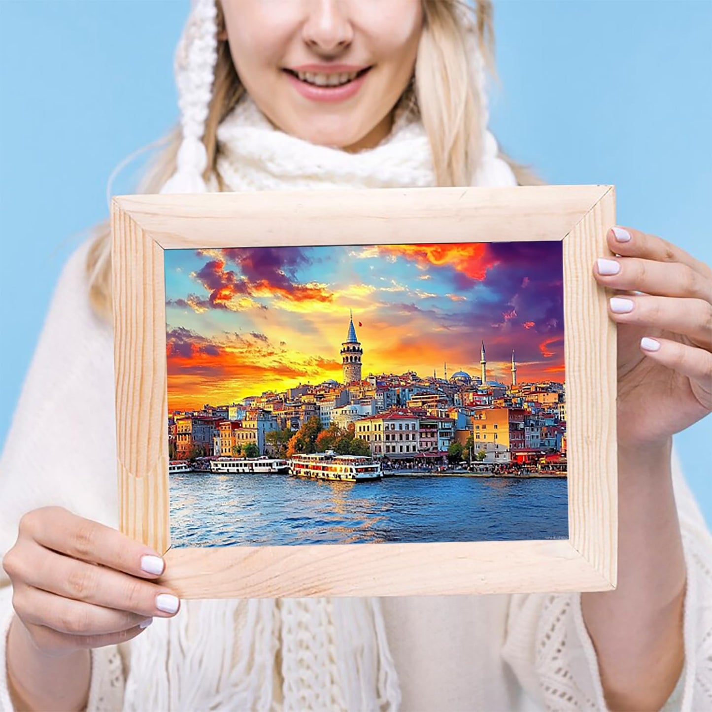 UPABLUNSO Istanbul Sunset Galata District Turkey Diamond Art Kits for Adults DIY Round Full Drill Diamond Paintings Gem Art for Beginners Home Wall Decor 12x16 inch
