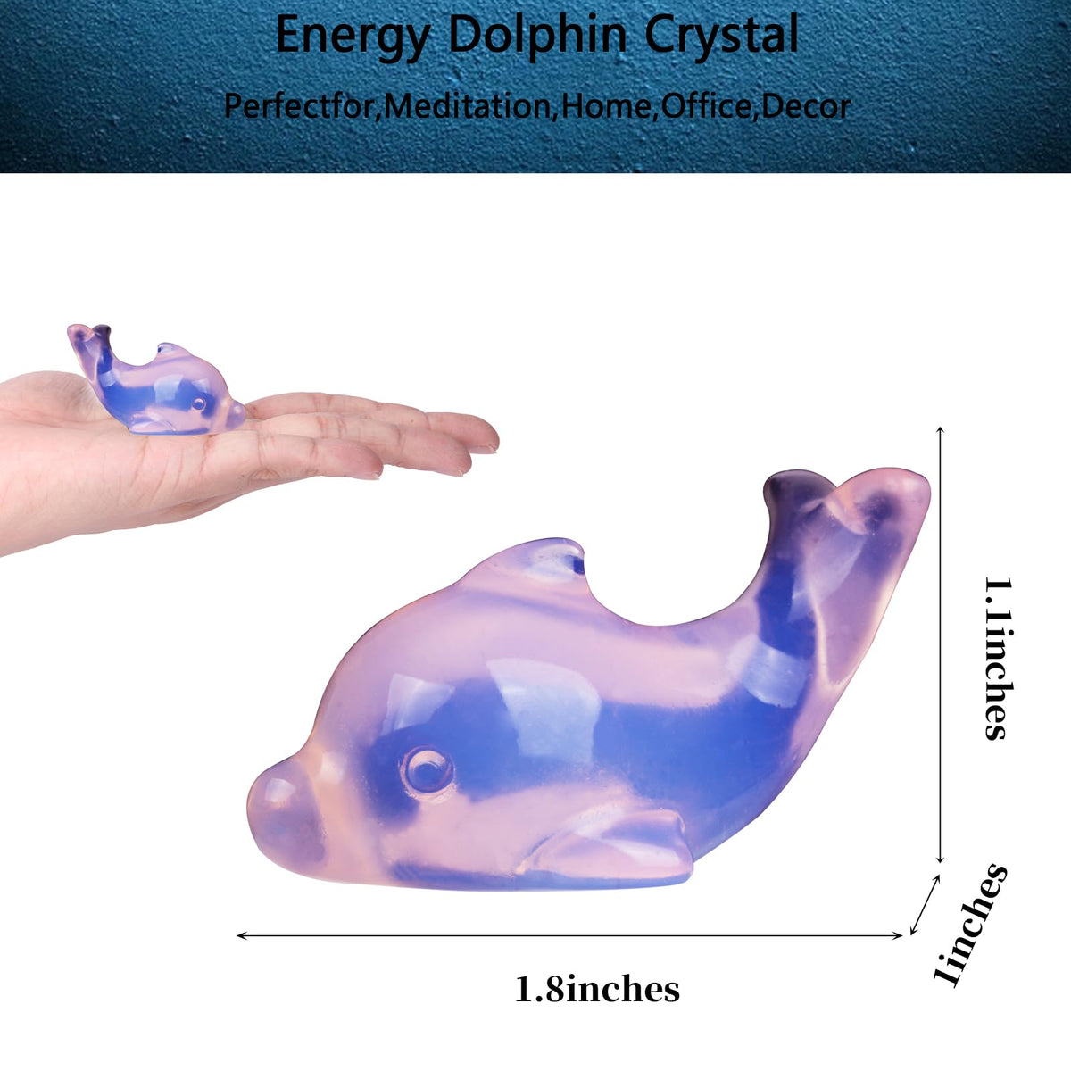 Hguxmcu Pink Opalite Crystal Dolphin Carving Hand Carved,1.8 Inch Dolphin Figurine Polished Gemstone Animal Sculpture Healing Stone Meditation Decor Gift Collection