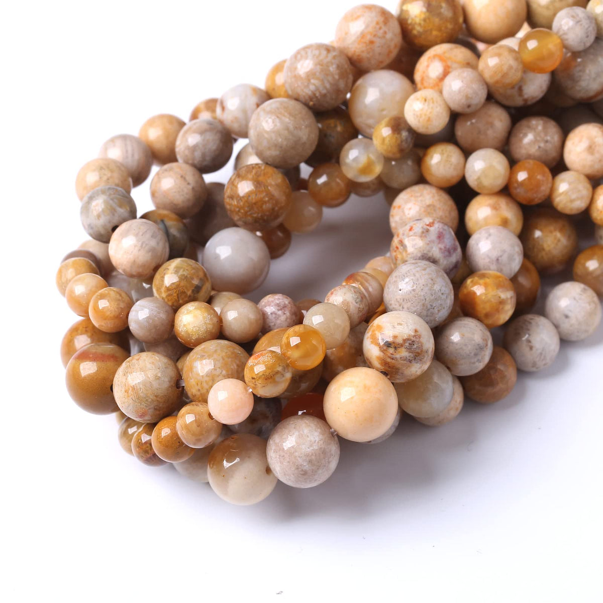 36PCS 10MM Natural Coral Jade Stone Beads Energy Healing Beads for DIY Jewelry Bracelet Necklace Making for Jewelry Making15Inch