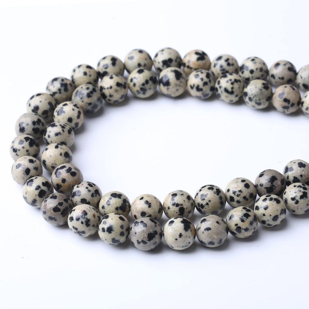 45PCS 8MM Natural Dalmatian Jasper Stone Beads Energy Healing Beads for DIY Jewelry Bracelet Necklace Making for Jewelry Making15Inch