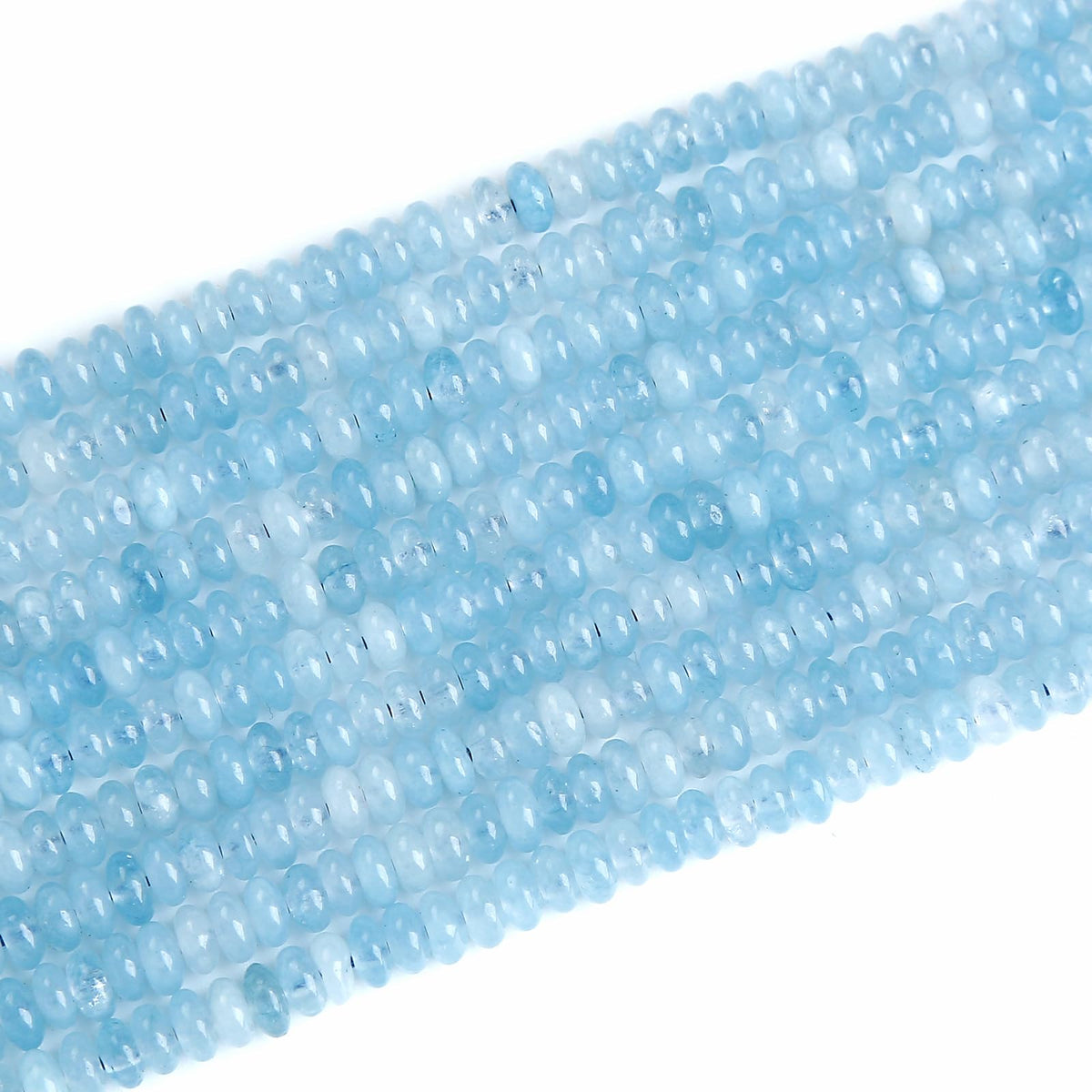 150PCS 2x4mm Natural Aquamarine Rondelle Beads Abacus Disk Stone Beads Round Loose Spacer Gemstone Beads for DIY Bracelet Necklace Jewelry Making