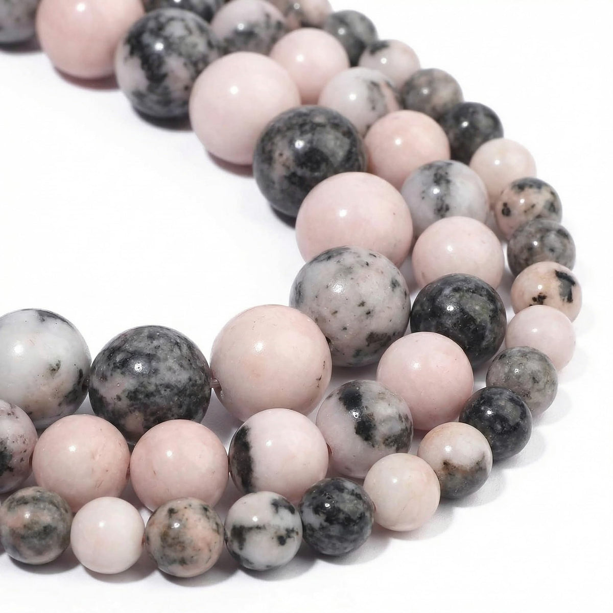 Yochus 45pcs Pink Zebra Beads，8mm Healing Power Natural Stone Round Loose Beads for Jewelry Making Earring Necklace DIY Crafts