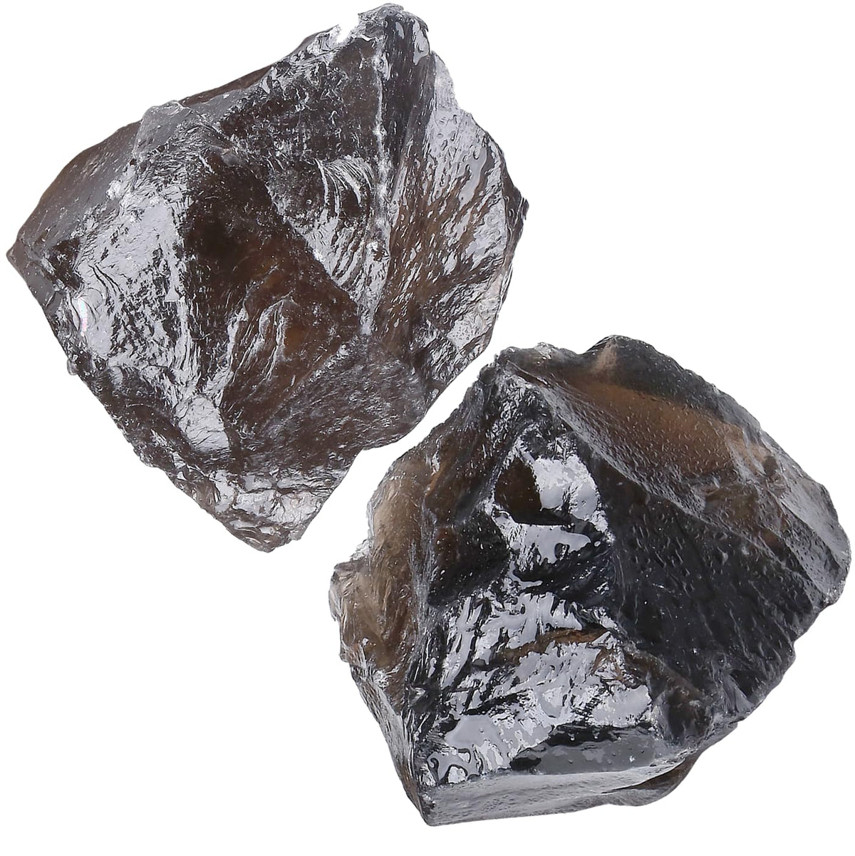 NUKAYAI 2Pcs Smoky Quartz 1.8-2.2" Large Natural Crystal Raw Healing Crystals Stones Rough Natural Smoky Quartz Crystal Rocks for Polishing Wrapping Wicca & Reiki Cabbing DIY Wire Decoration Gifts