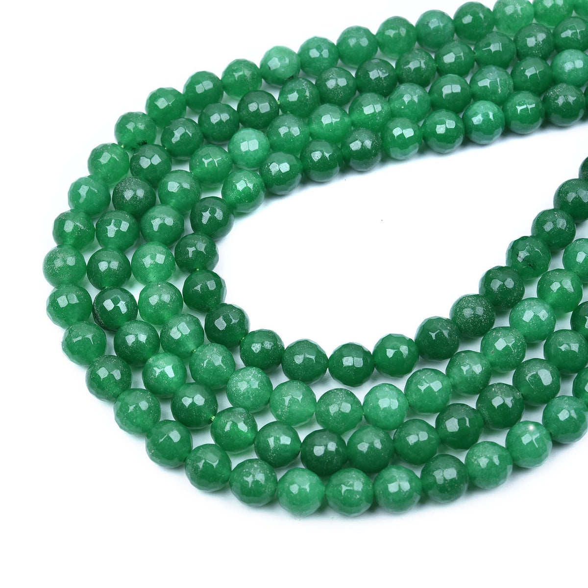 HAAMIIQII 8mm Dark Green Jade Faceted Round Stone Spacer Beads, Loose Gemstone Beads for Jewelry Making, DIY Bracelet, Necklace, Healing Crystal 14 Inch (45pcs)