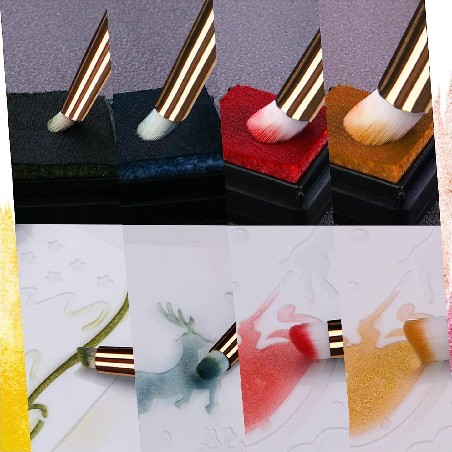 UNIMEIX Mini Blending Brushes for Card Making, Dry Miniature Painting Set Background Blender Paint Brushes Small Detailed Paint Brushes (12 Pack)