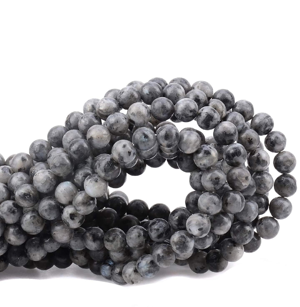 80Pcs Natural Crystal Beads Stone Gemstone Round Loose Energy Healing Beads with Free Crystal Stretch Cord for Jewelry Making (Larvikite Labradorite, 10mm)