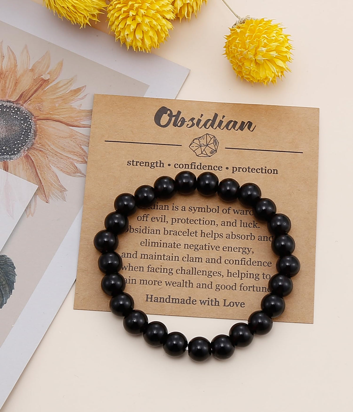 BOMAIL Natural Stone Bracelet for Women Men - 8MM Semi-Precious Gemstone Beaded Bracelet Healing Crystal Stretch Bracelet Yoga Bracelets Jewelry