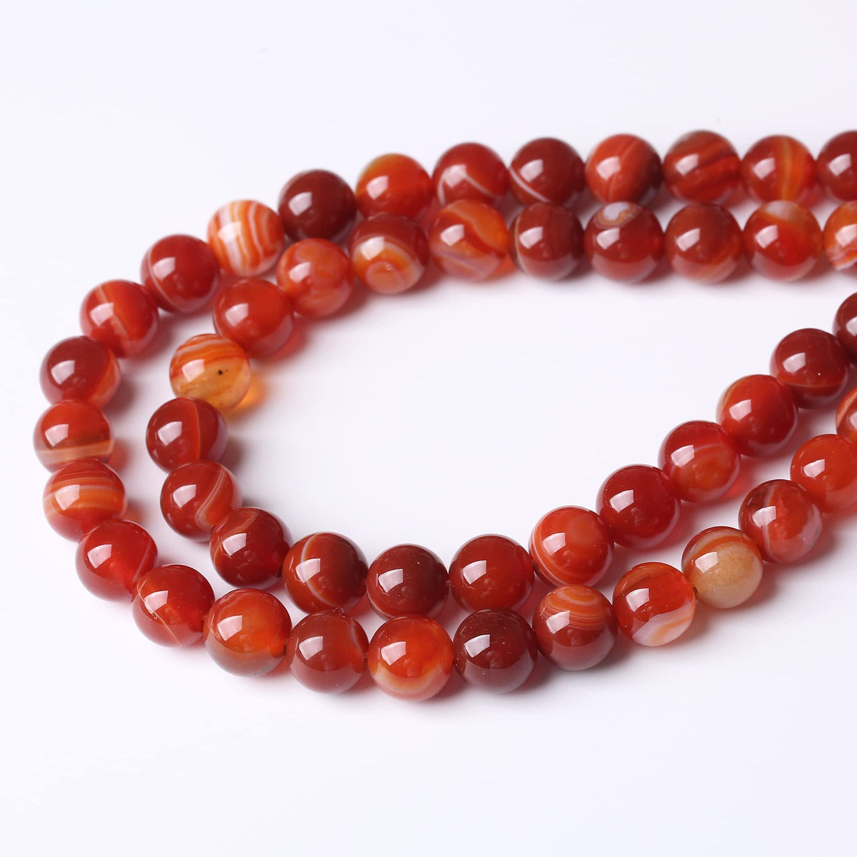8MM Red Carnelian Stripe Agate Round Loose Beads Natural Gem Beads Crystal Energy Stone Beads for Jewelry Making DIY Bracelet Necklace
