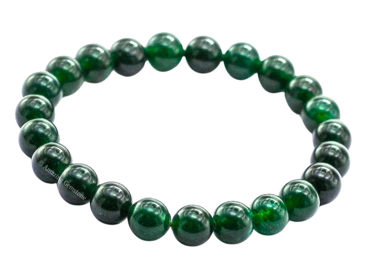 Amazing Gemstone Jade Bracelet, Green Jade Stretchable Beaded Bracelet, Unisex Adult Gift, 7 to 10.5 Inches