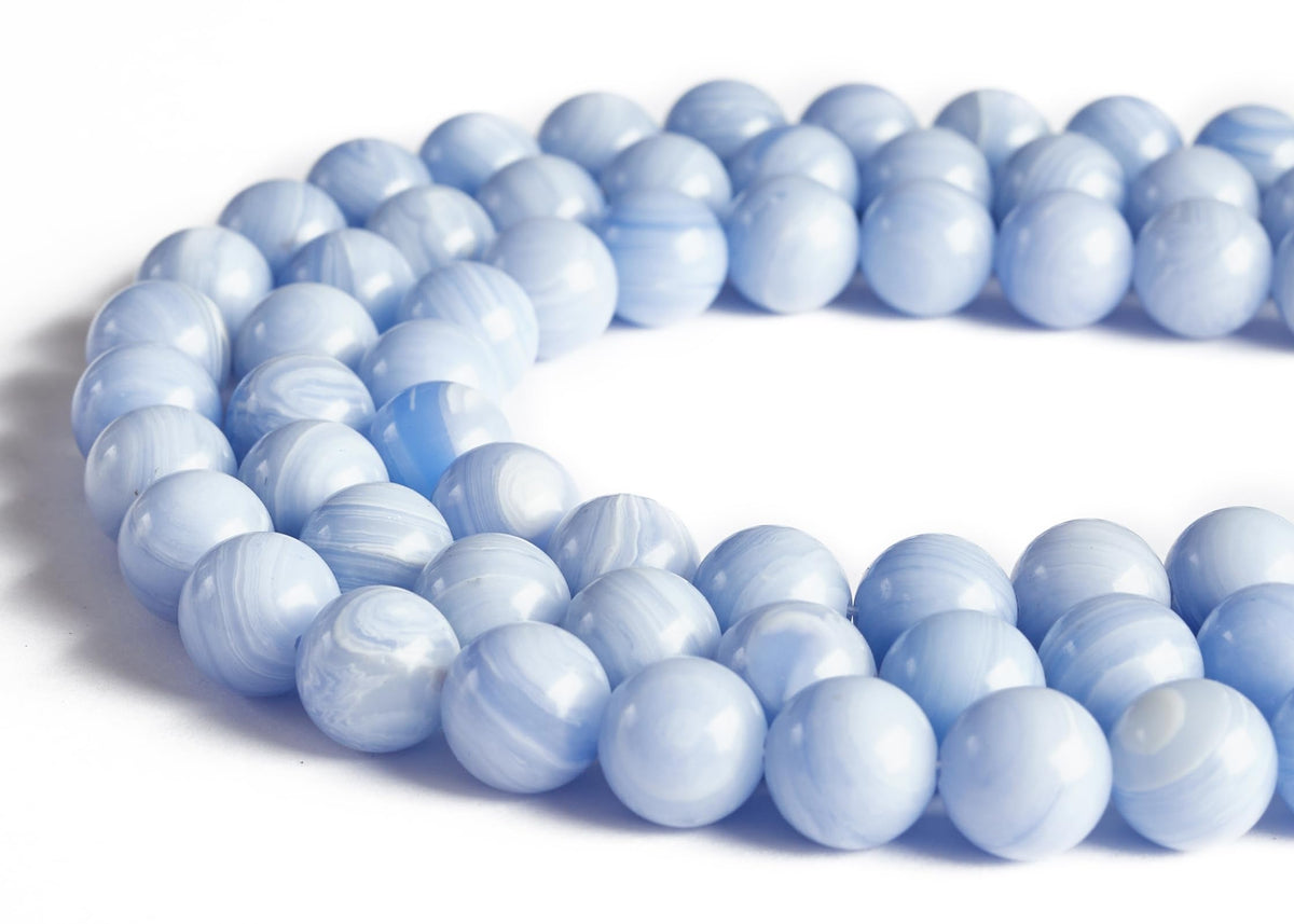 100pcs 8mm Blue Lace Agate Beads Natural Gemstone Beads Round Loose Beads for Jewelry Making