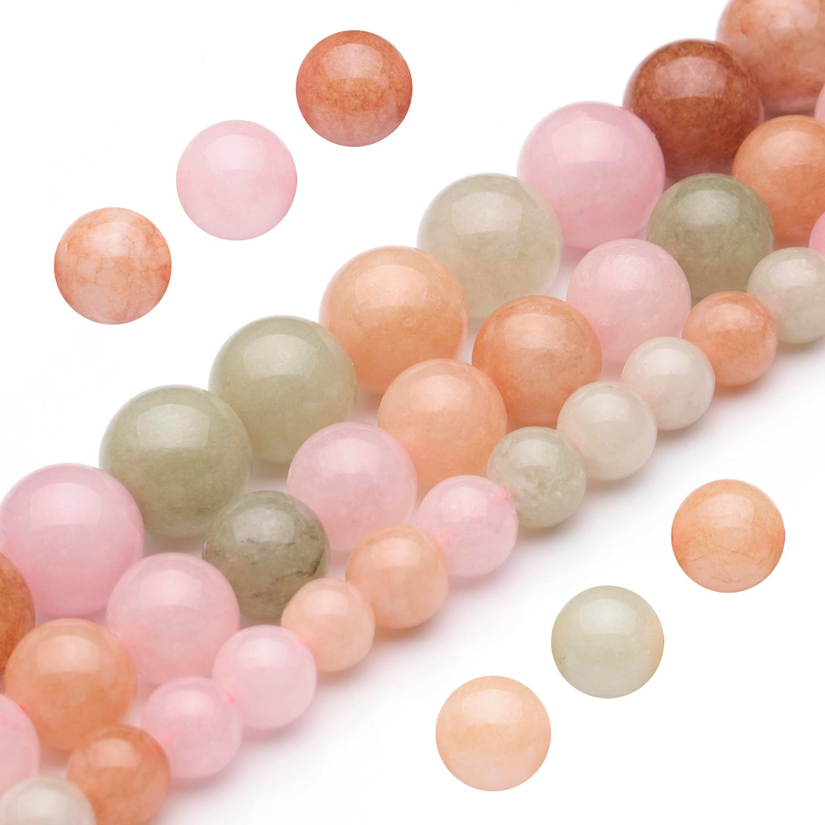 Youngbling Natural Gemstone Beads for Jewelry Making,6mm Colorful Flower Jade Polished Round Smooth Stone Beads for Bracelet Necklace 15 Inch(Colorful Flower Jade,6mm)