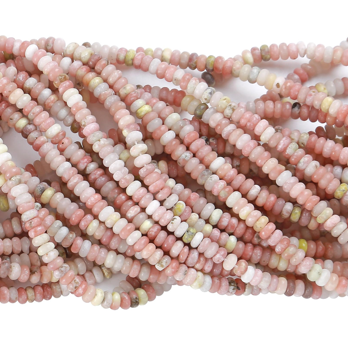 150PCS 2x4mm Natural Pink Plum Blossom Stone Rondelle Beads Abacus Disk Stone Beads Round Loose Spacer Gemstone for DIY Bracelet Necklace Jewelry Making